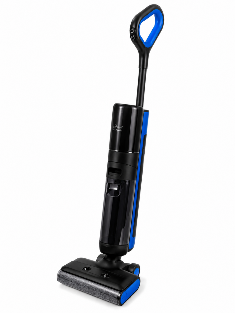 Sirena PowerMop Pro showing the roller head, separate water tanks and cordless handle