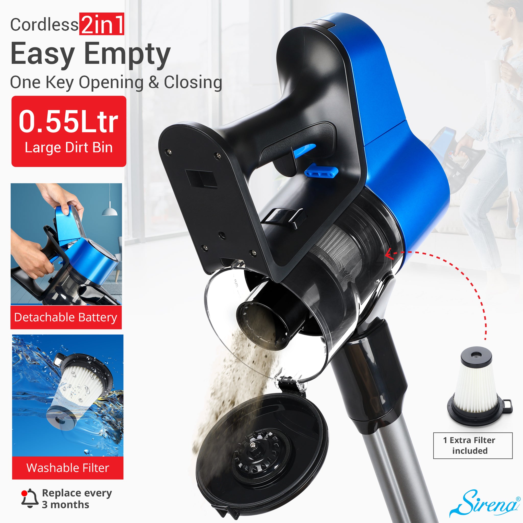 Sirena ProFlex Cordless Stick Vacuum