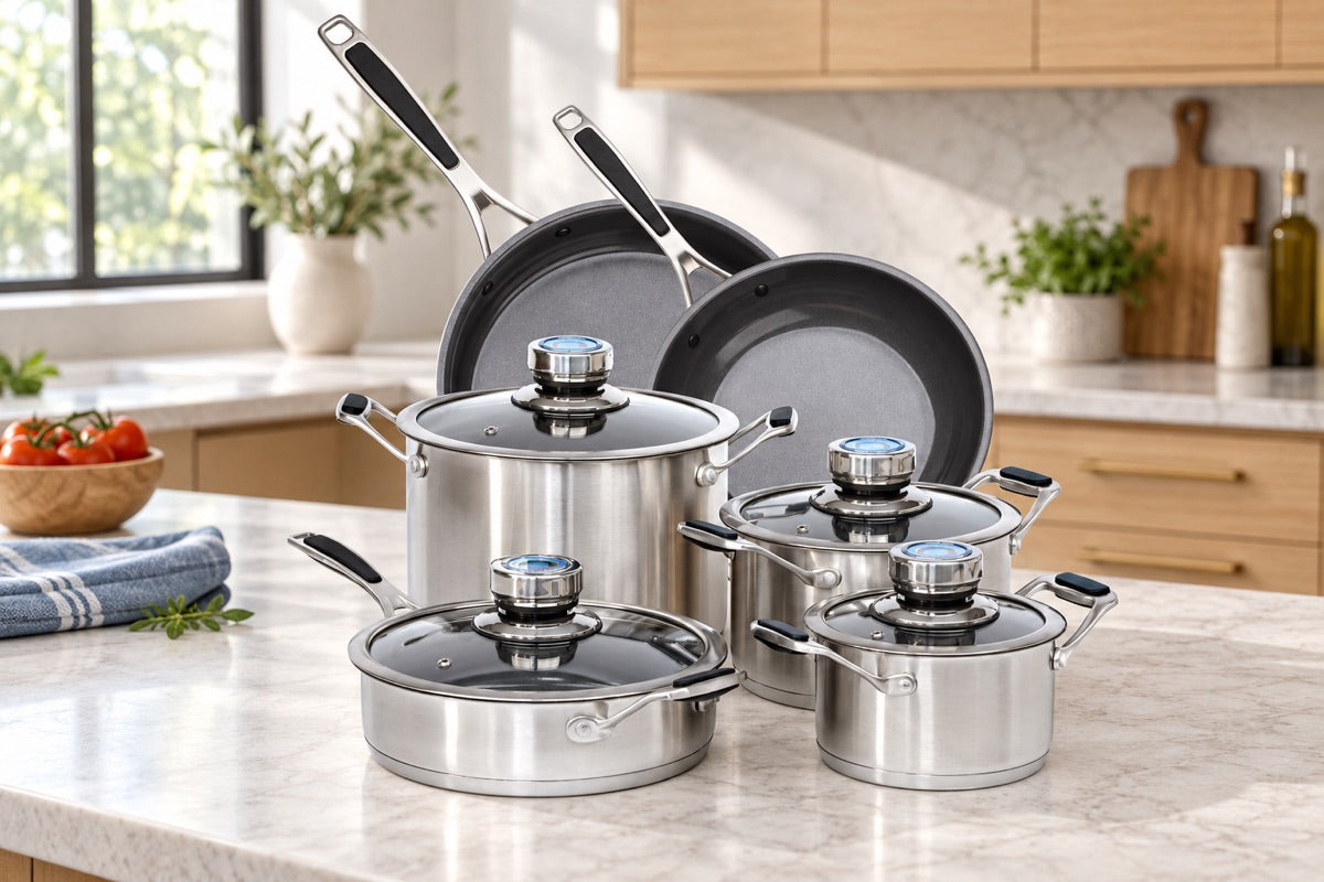 Sirena ThermoChef cookware set on a kitchen counter